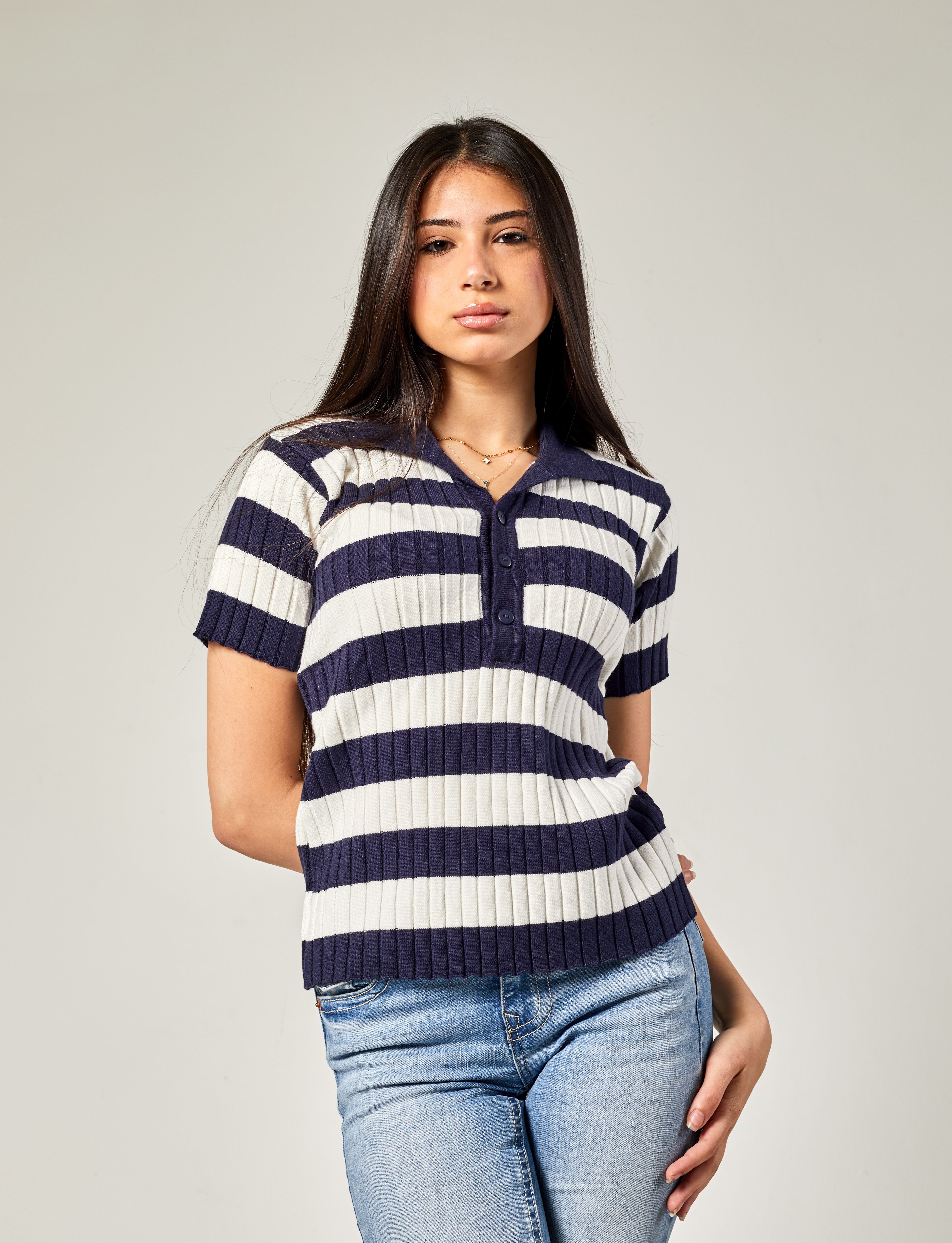 STRIPED KNIT POLO