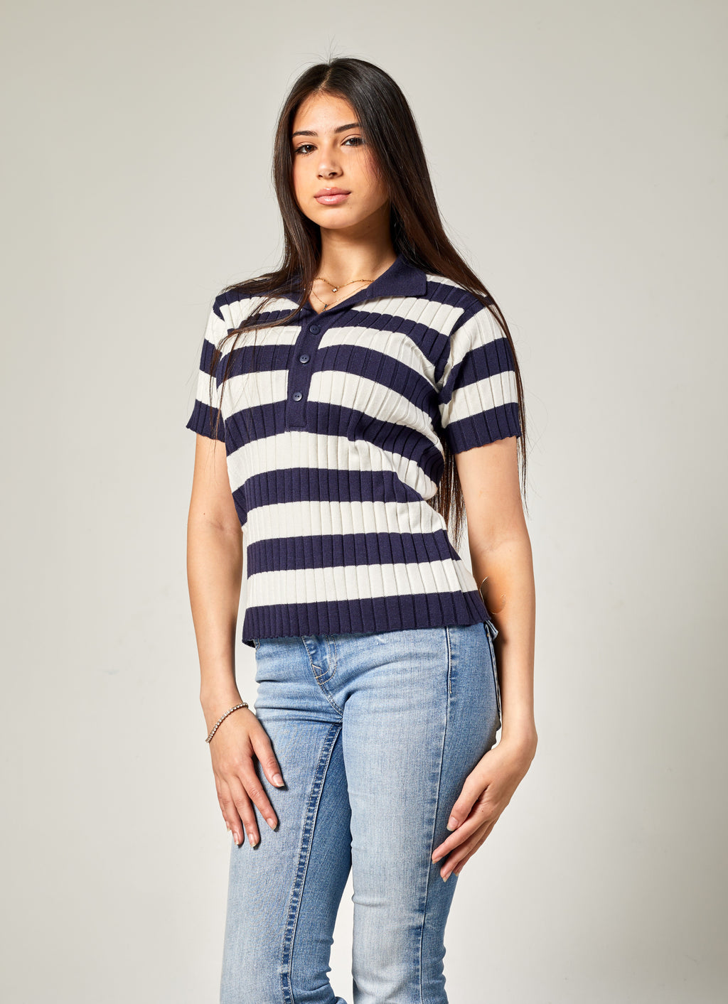 STRIPED KNIT POLO