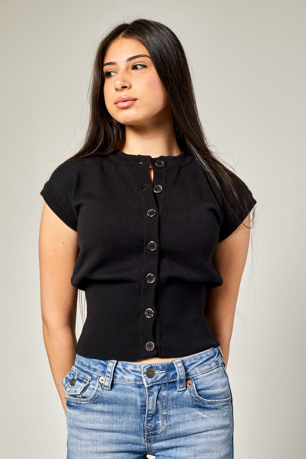 BUTTON-UP KNIT TOP